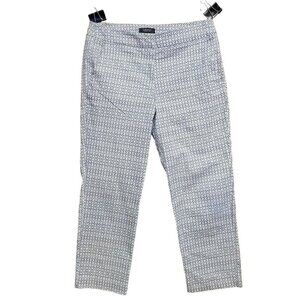 Jones & Co White with Navy Blue & Green Pattern Women's Casual Pants, Size 4